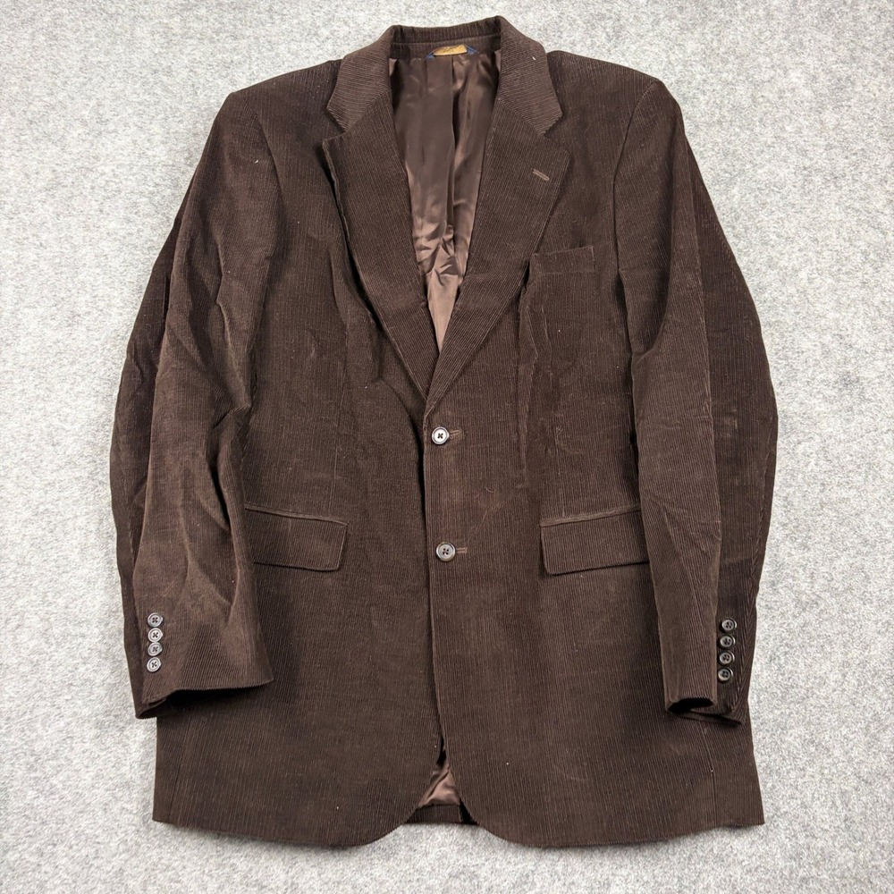 Brooks Brothers Corduroy Blazer Mens 42L Brown 2 Button Sport Coat Jacket Lined - Picture 2 of 11